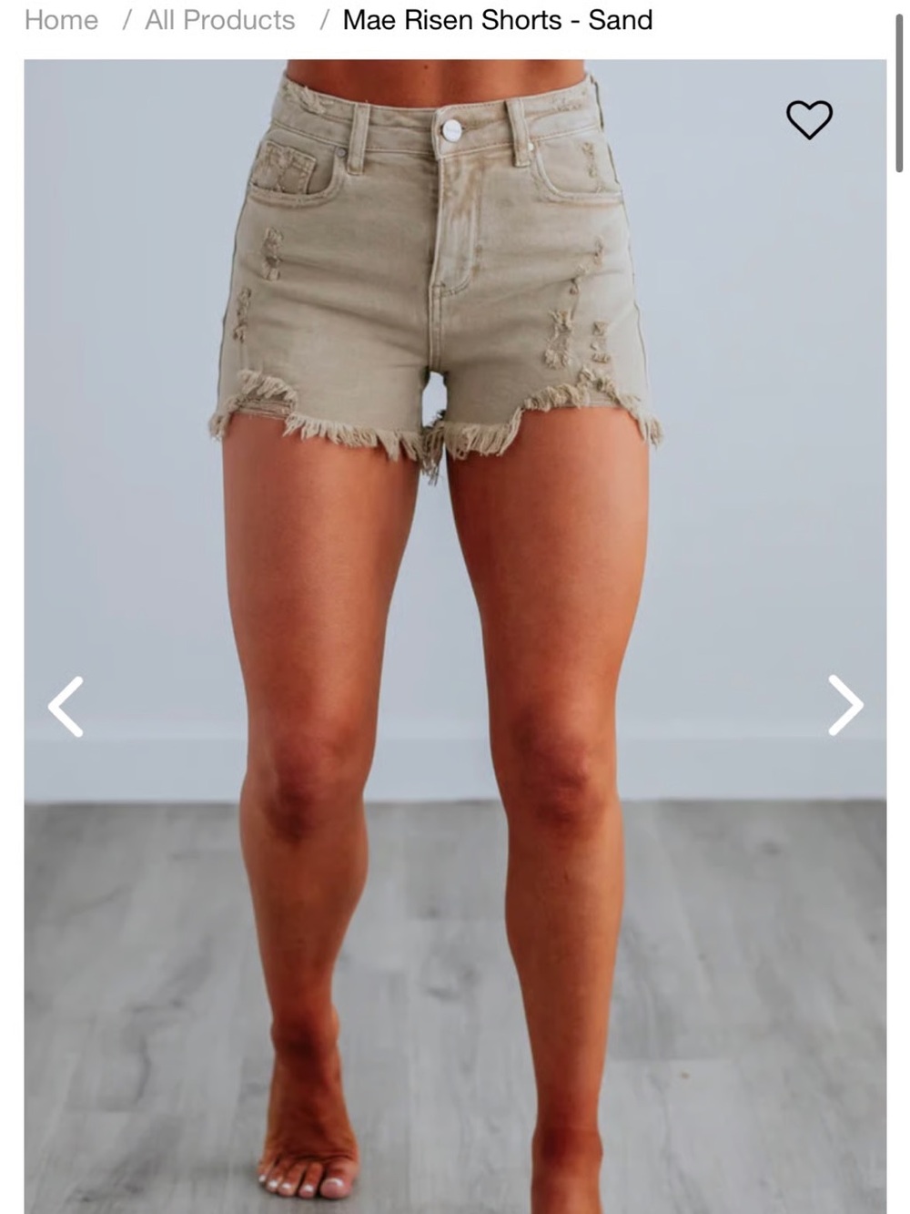 Mae Risen Sand Frayed Hem Denim Shorts